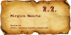 Mirgics Neszta névjegykártya